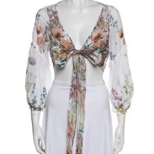 Charo Ruiz Multicolor Floral Tie-Front Blouse
